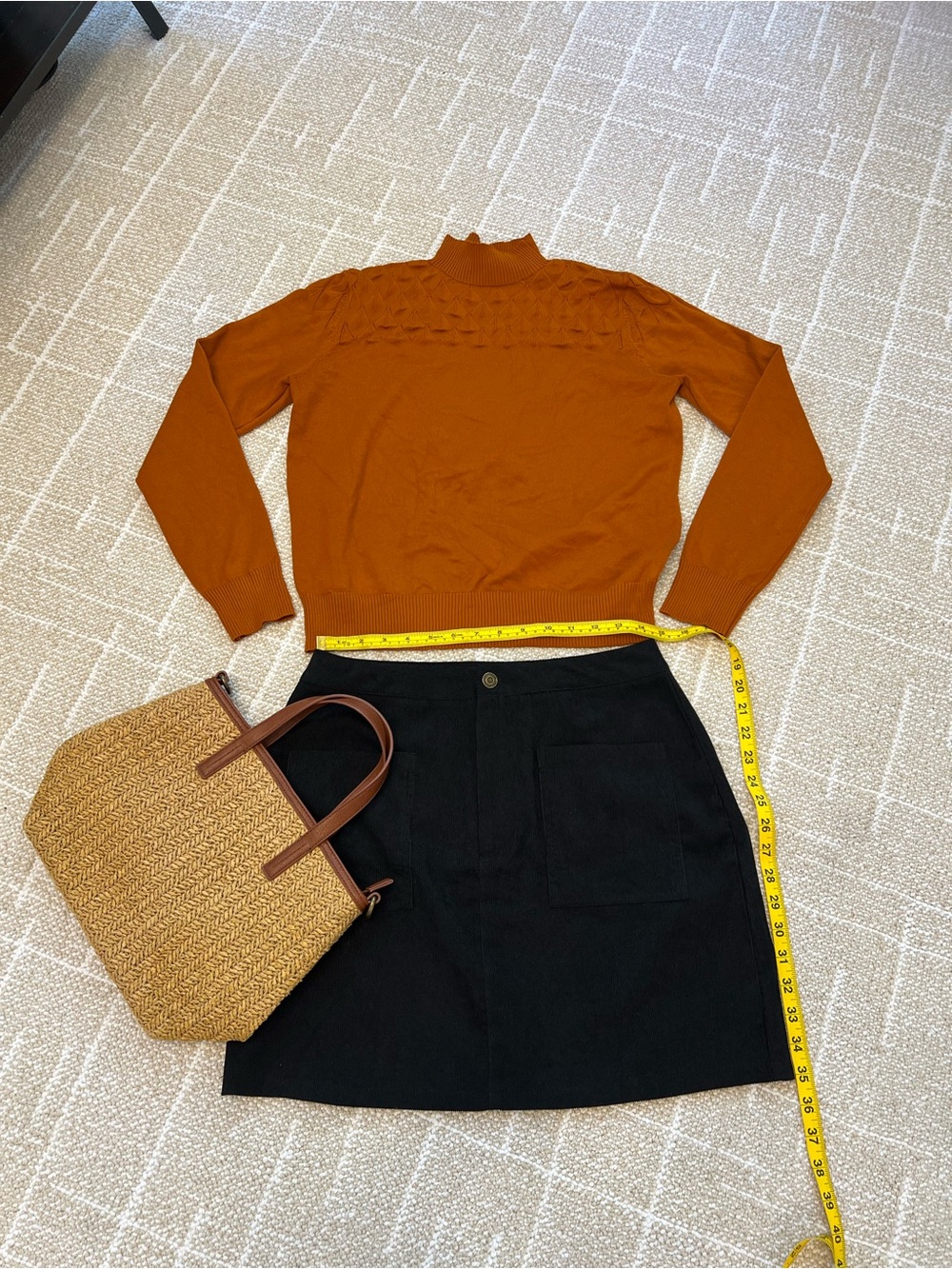 Black Mini Skirt with Front Patch Pockets - Sleek Everyday Staple + Top